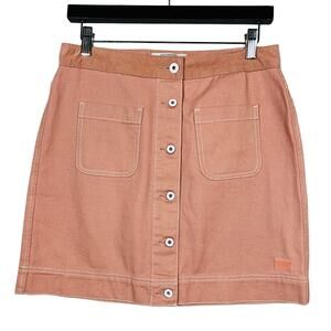 Scotch & Soda Denim Jean Skirt Contrast Button Front Mini Pockets Dusty Rose - S